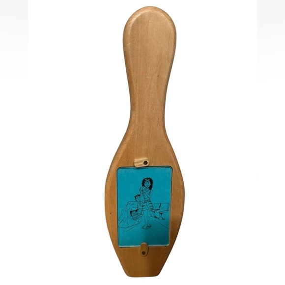 Vintage Wooden Bowling Pin 3” X 5” Photo Frame Wood Picture Holder Unique Decor - Picture 1 of 3